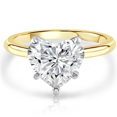 Pompeii3 3.06Ct 14k Gold Two Tone Certified Lab Created Heart Cut Diamond Engagement Ring - Size 6.5