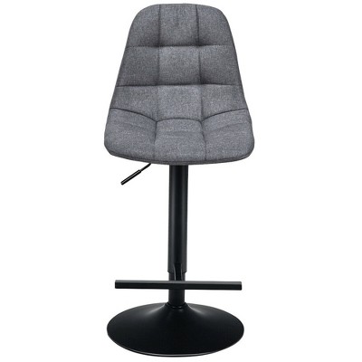 Gray Adjustable Swivel Bar Stools with Linen Upholstery