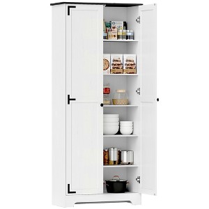 HOMCOM 72" Farmhouse Pantry Cabinet with Storage, Food Pantry Cabinet with Adjustable Shelves, Tall Storage Cabinet with 2 Doors - 1 of 4