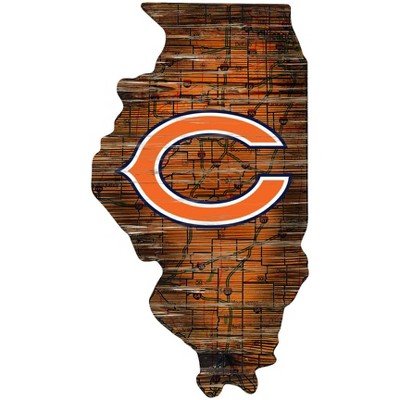 NFL Chicago Bears State Wooden Wall Art - 12"