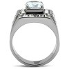 Slickblue Polished Men's Ring Stainless Steel with Clear CZ, Round Band Ring, No Plating, Clear, Sizes 8-13 - 3 of 4