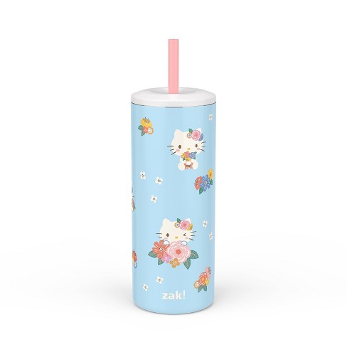 Zak Designs 16 fl oz Stainless Steel Vacuum Insulated Hello Kitty Straw Tumbler: Kids Portable Drinkware, Dishwasher-Safe - image 1 of 4