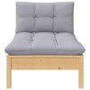 vidaXL Solid Pinewood Patio Lounge Set 7 Piece with Cushions Multi Colors - Brown and Gray - 4 of 4