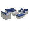 ELJGET 10PCS Outdoor Patio Wicker Furniture Set Cushioned Sectional Sofa Storage Coffee Table Navy Cushion - 3 of 4