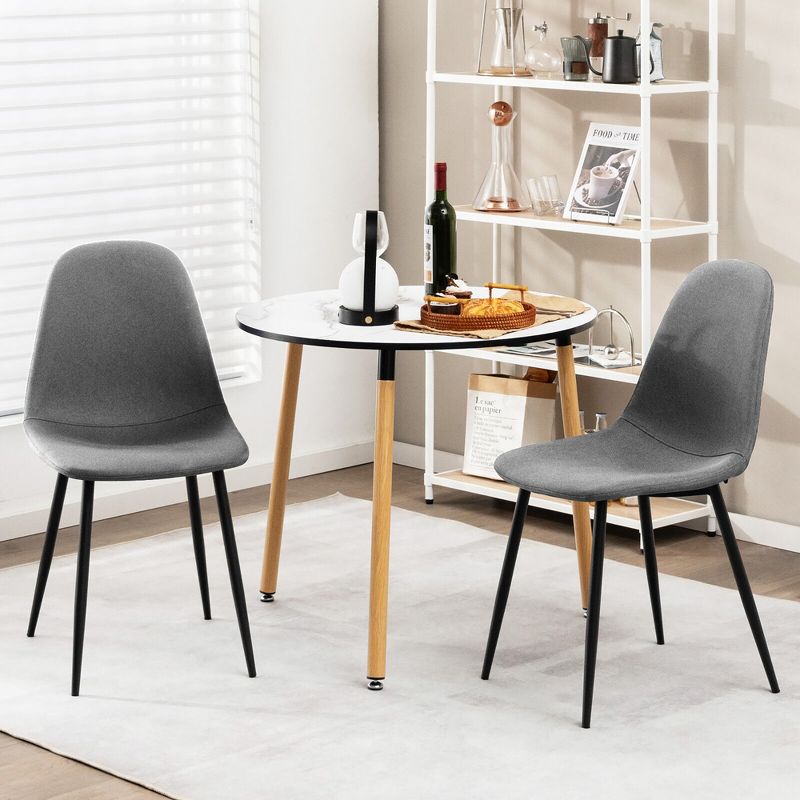 Tangkula Dining Chairs Set of 4 Upholstered Fabric Chairs W/Metal Legs for Living Room, 3 of 10