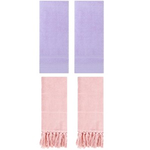 REGALWOVEN 4 Packs Striped and Tassels Hand Towels for Bathroom 14" x 30" - 1 of 4