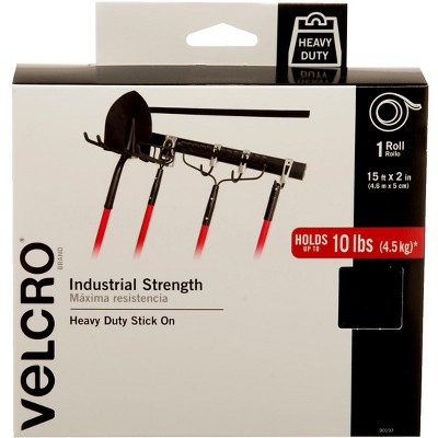 VELCRO Brand Hook and Loop Industrial Strength Tape Roll, 15 Feet x 2 Inches, Black