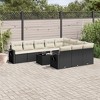 vidaXL 11 Piece Patio Sofa Set with Cushions Black Poly Rattan - Black and Cream With Table - 2 of 4