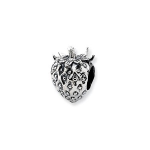Black Bow Jewelry Sterling Silver Strawberry Bead Charm - 1 of 2