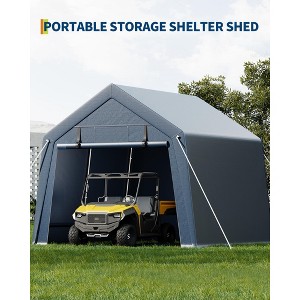 Heavy Duty Storage Shed, Waterproof Tarp with Ventilated Zipper Door for Motorcycle, Bike, Garden Tools - 1 of 4