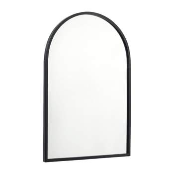 Emma and Oliver Slim Metal Framed Arched Wall Mirror for Hallways, Entryways, Dining and Living Rooms