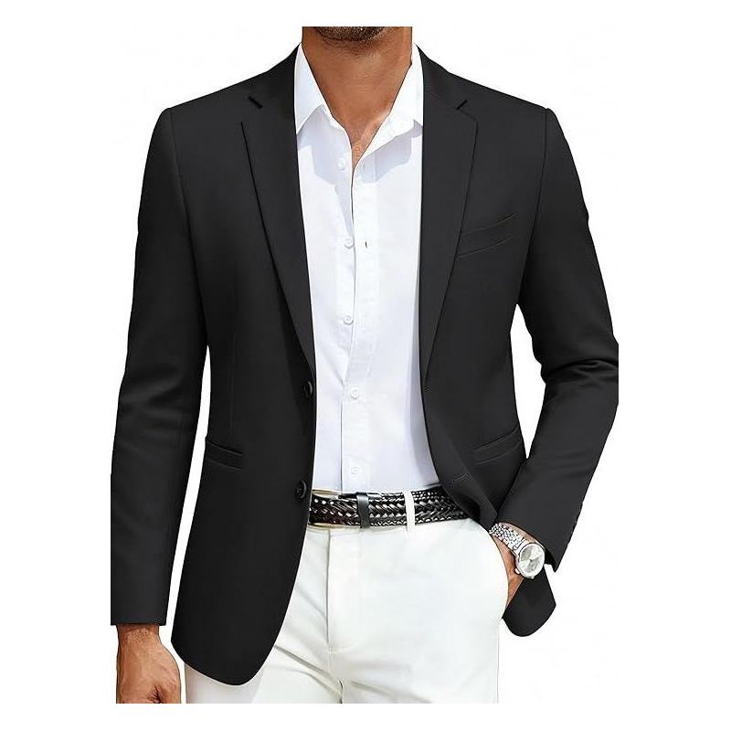 COOFANDY Men's Casual Blazer Slim Fit Sport Coats Two Button Knit Textured Suit Jacket Black S