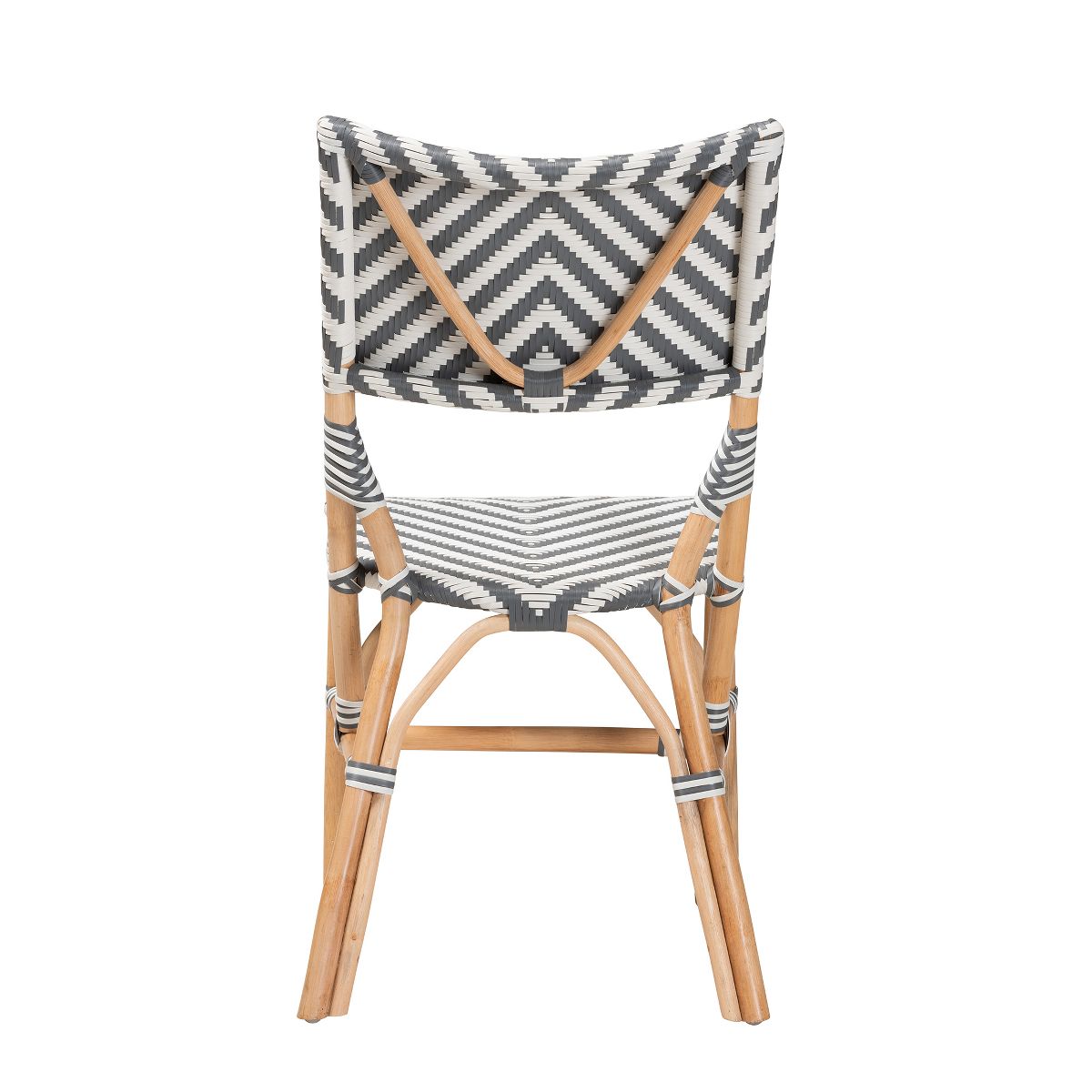 bali & pari Shai Modern French Grey and White Weaving and Natural Rattan Bistro Chair - thumbnail 5