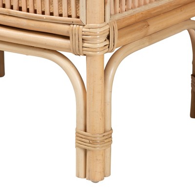Lombok Natural Brown Rattan Bohemian Hallway Console Table with Storage