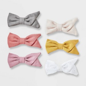 Baby Girls' 6pk Bow Clip - Cloud Island™: Hair Styling, Fashion, Securing Hair, All Hair Types, Solid Pattern, Cotton Material - 1 of 4