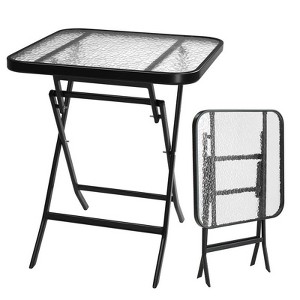 Karl Home |23.6in Metal Square  Patio Folding Side Table - 1 of 4