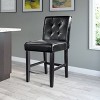 Antonio PU Tufted Counter Height Barstool with Bonded Leather Seat Black - CorLiving: Rubberwood Frame, Padded Back, 330lb Capacity - 2 of 4
