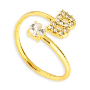 EVRY JEWELS WATERPROOF Gold or Silver Plated Sparkle Initial Wrap Ring - 1 of 1