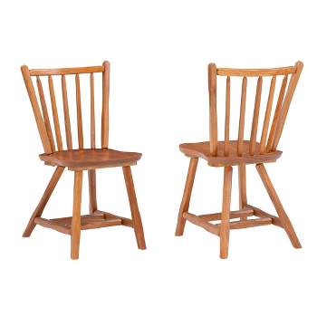 Set of 2 Bazel Windsor Back Side Chairs Natural - Linon