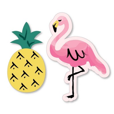 Big Dot of Happiness Pink Flamingo - Party Like A Pineapple - Tropical Summer Party Small Round Candy Stickers - Party Favor Labels - 324 Count