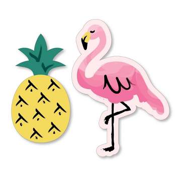 Big Dot of Happiness Pink Flamingo - Party Like a Pineapple - Tropical Summer DIY Shaped Party Cut-Outs - 24 Count