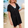 Girls Crochet Beach Cover Up Lightweight U Neck Kids Swimwear Above Knee Beach Cover Up for Girls Beachwear Tops - 4 of 4