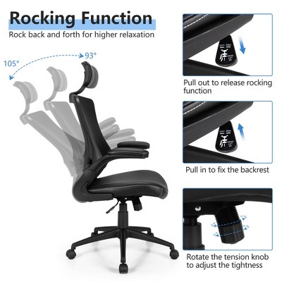 ErgoFlex Mesh and Leather Adjustable Office Chair with Swivel Base - Black