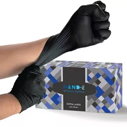 Hand-E Disposable Nitrile Medical Exam Gloves, Black, 100 Count - 5 Mil Thick, Subtle Box, Perfect for Kitchens, Tattoo Parlors & Medical Use