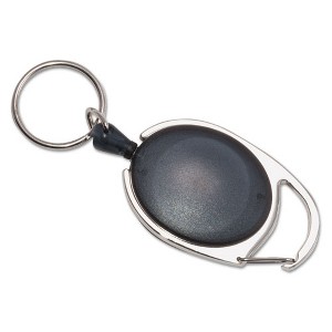 Advantus Carabiner-Style Retractable ID Card Reel, 30" Extension, Smoke, 6/Pack - 1 of 3