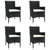 vidaXL Patio Bistro Set with Cushions Black and White Poly Rattan - 4 Piece - 4 of 4