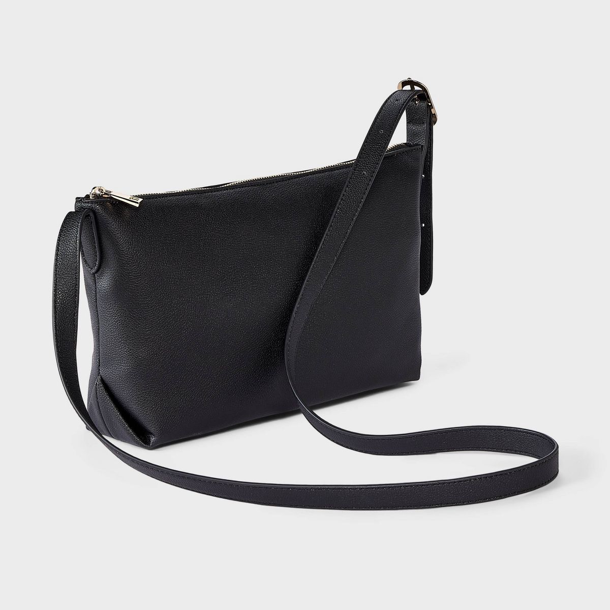 Faux Suede Slouchy Elongated Buckle Strap Crossbody Bag - A New Day™ - thumbnail 3