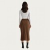 Anna-Kaci Women's High Waist Corduroy Midi Skirt with Front Center Slit and Soft Textured Paneling for a Tailored Silhouette - 3 of 4
