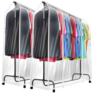 Sorbus (2 Pack) 6 ft Clear Garment Rack Cover - Garment Coat Hanger Protector Clothing Storage for Dresses, Suits, Coats, and more - 1 of 4