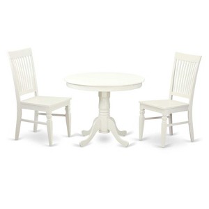 3-Piece Linen White Finish Solid Wood Top - Dining Room Set - Seats 4 - 1 of 4