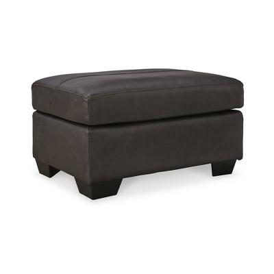 Signature Design by Ashley Contemporary Belziani Leather Ottoman, Storm