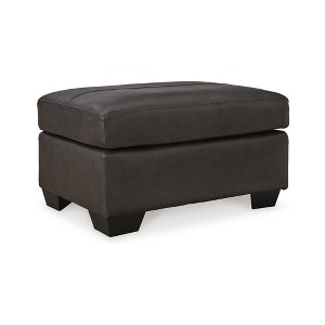 Signature Design by Ashley Contemporary Belziani Leather Ottoman, Storm - 1 of 4