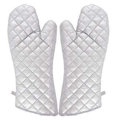  White Rose Oven Mitts Set Oven Gloves Heat Resistant