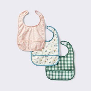 Water Resistant Bibs - 3pk - Floral/Checkerboard - Cloud Island™ - 1 of 4
