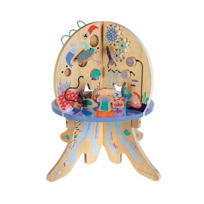 Manhattan Toy Deep Sea Adventure Wooden Toddler Activity Center with Clacking Clams, Spinning Gears, Gliders and Bead Runs