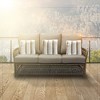 Four Seasons Courtyard Positano 3 Seater All Weather Wicker Loveseat with Powder Coated Steel Frame, Plush Cushions, and 3 Pillows, Beige - 4 of 4