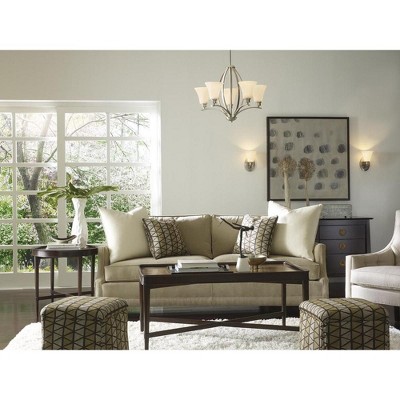 Joy Antique Bronze 5-Light Chandelier with Etched Glass