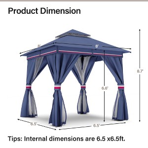 YARDGRACE Semi Permanent Patio Gazebo 8'x8' with Expansion Bolts,Outdoor Heavy Duty Shelter Party Tent with Double Roofs - 1 of 4