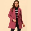 INSPIRE CHIC Women's Notch Lapel Double Breasted Belted Mid Long Outwear Winter Coat - 2 of 4