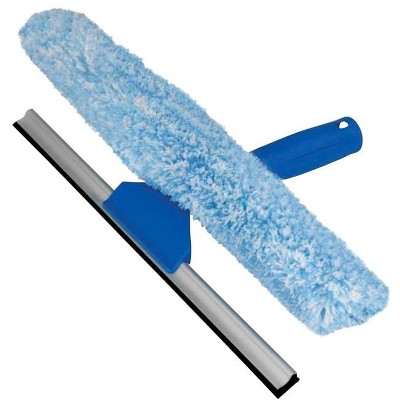 Unger 10 in. Blue Microfiber Window Squeegee and Scrubber