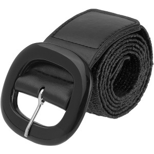 INSPIRE CHIC Women Woven Wide Stretch Straw Rattan Plastic Buckle Elastic Belts 1Pc - 1 of 4