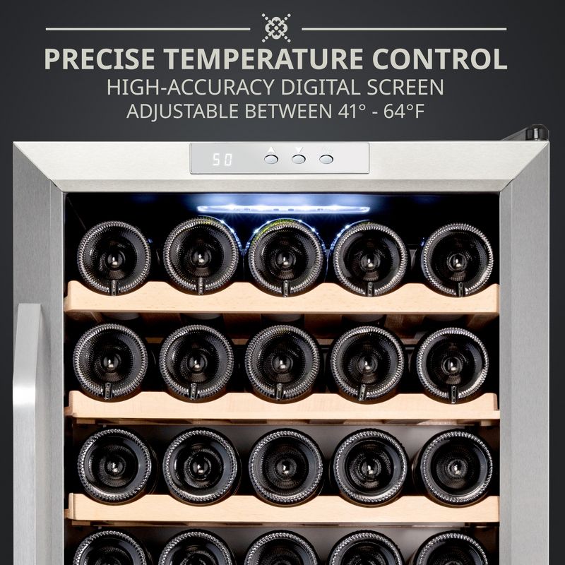 Ivation 34-Bottle Compressor Freestanding Wine Cooler Refrigerator - Stainless Steel, 5 of 8