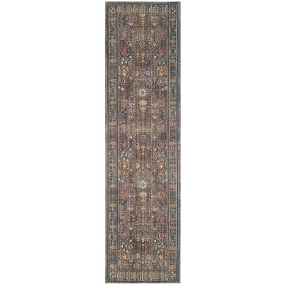 Valencia Grey and Multicolor Synthetic Runner Rug, 2'3" x 12'