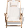 vidaXL Sun Lounger White Bamboo, Canvas Standard Foldable Sun Lounger - 2 of 4