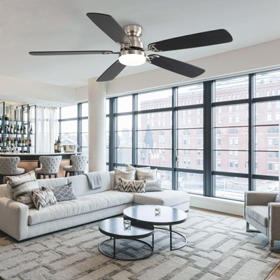 HOMLUX 52" Low Profile Ceiling Fan w/Light Remote Control 6-Speed 3-Timer,Walnut/Black/Brown