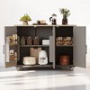 51.2" Farmhouse Kitchen Island Cart with Drop Leaf, Internal Storage Racks, Towel Rack, Adjustable Shelves, Rolling Island with Locking Wheels - 2 of 4